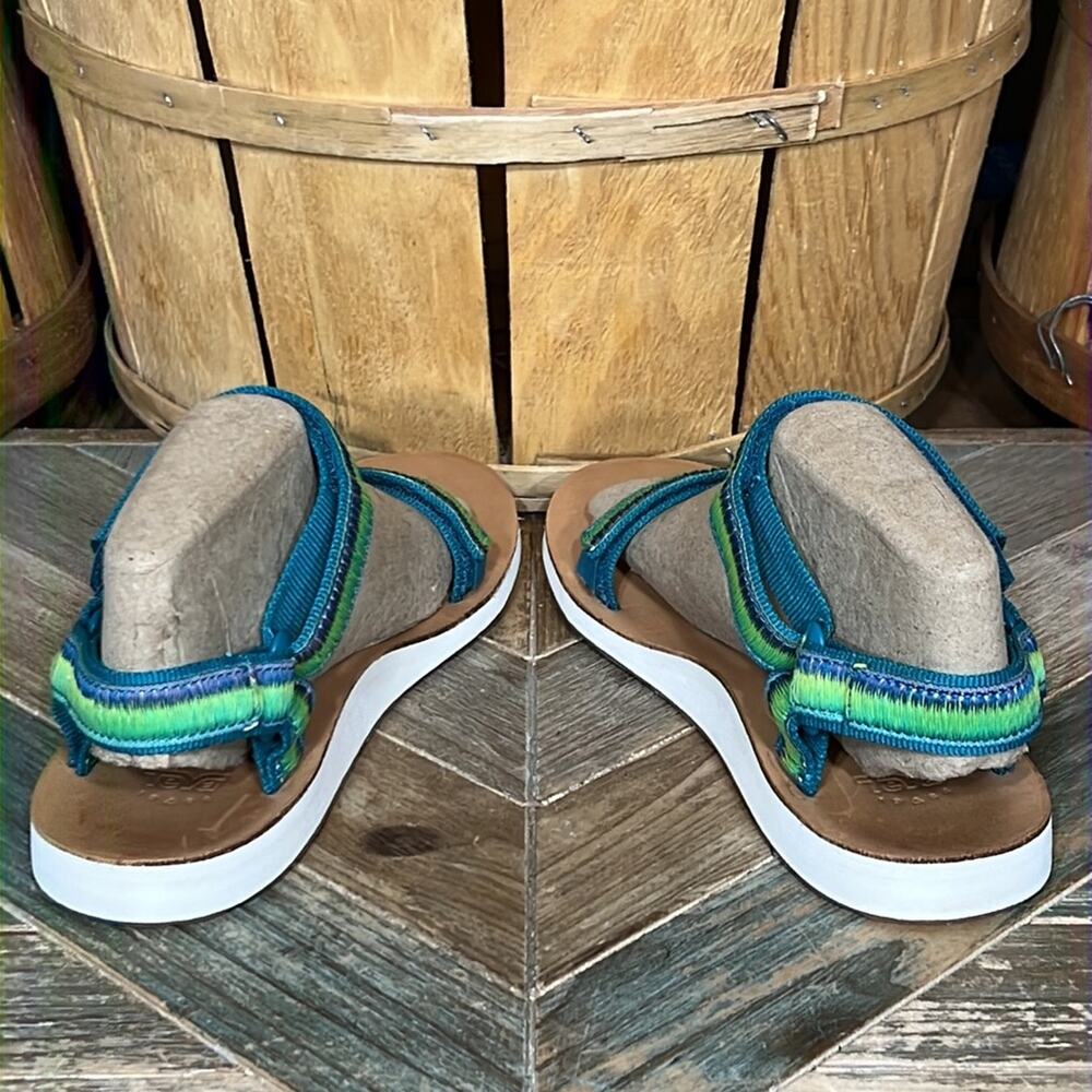 Teva Original Universal Blue Green Ombré Stripe Adjustable Sandals Womens Size 9 - Picture 9 of 12